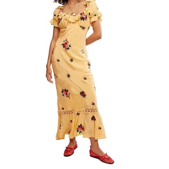 Free People Yellow Floral Midi Dress - Picture 3 of 5